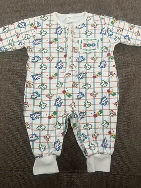 Vintage 1980s-1990s Agabang Baby Colorful Zoo Animal Romper (9m)